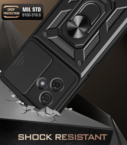 Funda Para Motorola G55 5g Uso Rudo + Vidrio Templado Negro Motorola G55 5g Negro