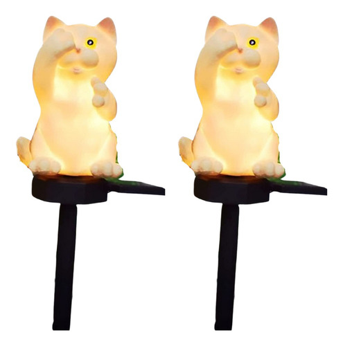 Pack X2 Gatitos Led Solar Estaca De Jardin Muymoderna®