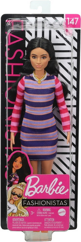 Muñeca Barbie Fashionistas # 147 Con Cabello Largo Moreno Y 