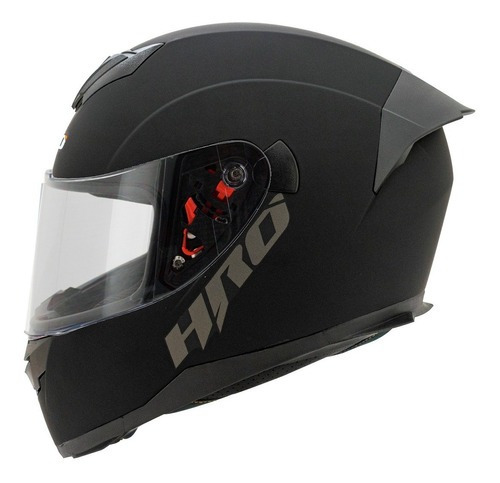 Casco Hro 511 Solid Negro Mate Mica Transparente Para Moto