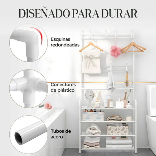 Perchero Resistente Estante Organizador Ropa Zapatera Rack Color Blanco