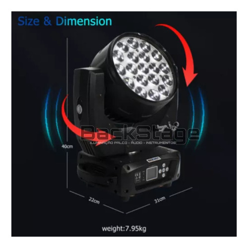 4 Aura Effect Moving Wash Beam Led Zoom 19x15w Rgb + Case