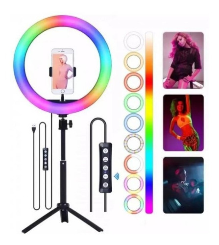 Aro De Luz Rgb 30 Cm Led Flash Fotografía Selfie Trípode2.10