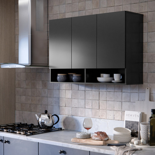 Armário Multiuso Orgnizador Balcão Suspenso Para Cozinha Quarto Lavanderia Napoli - Preto