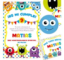 Comprar Kit Imprimible Monstruos Decoración Candy Invitación