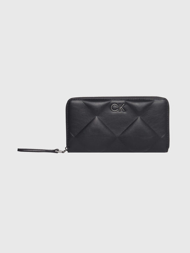 Cartera Negra Capitonada Con Cremallera Calvin Klein Mujer