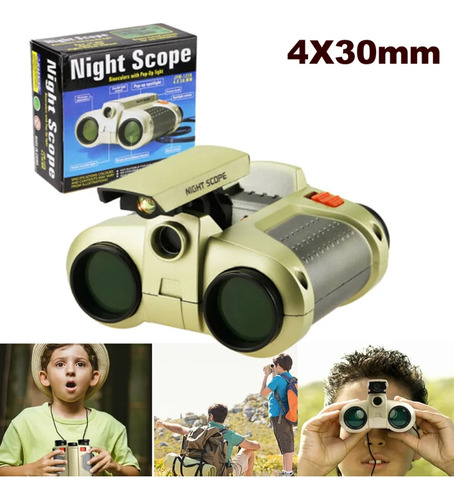 Binoculares Con Visión Nocturna De 4x30mm Con Luz Para Niños