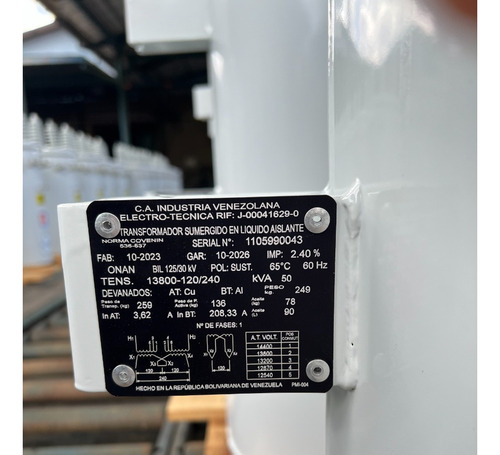 Transformador Monofasico De 50kva 13.800v/240-120v Caivet