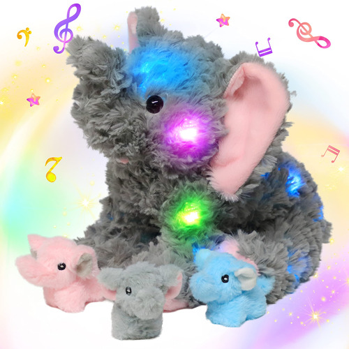 Hopearl Juego De Peluche Musical Con Luces Led De Elefante D