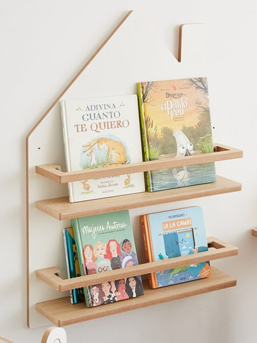 Imagen 2 de 4 de Biblioteca Montessori Repisa Flotante Blanca 60x14x80 Única