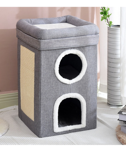 Cama Cucha Terrapet plegable rascador para gatos y perros pequeños color gris