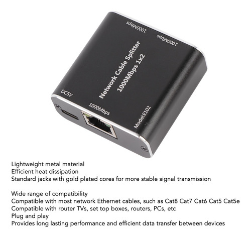 Adaptador Divisor De Internet Rj45 Gigabit Ethernet 1 A 2