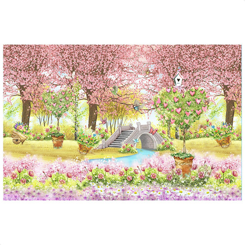 Painel Retangular Em Tecido Festa Horizontal 2,0x1,5m Cor Jardim Rosa - ANV-2374