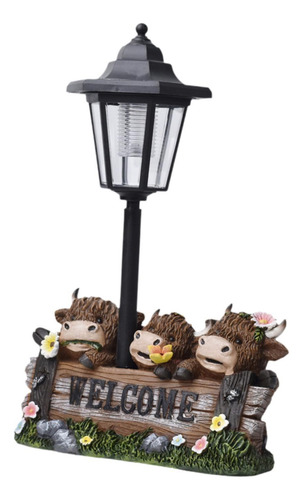 Estatua De Vacas De Jardín Solar Light Resin Sculpture