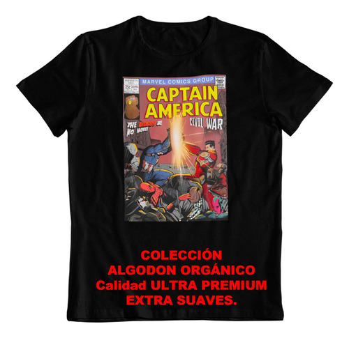 Polera - Dtf - Algodon Organico - Captain America Comic