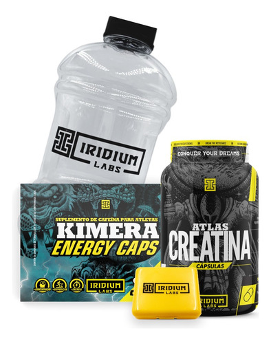 Kit Creatina Cáps + Galão 1l+ Kimera Energy Caps (unitario) Sabor Sem Sabor