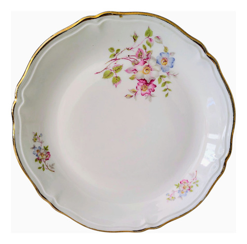 Dos Platos De Postres De Porcelana Verbano 20 Cm Blanco Floreado (Usado)