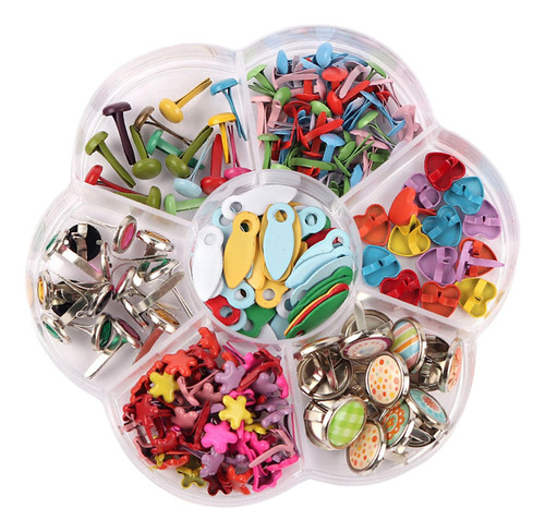 Mini Prendedores De Papel Brads De Metal Cores 200 Peças