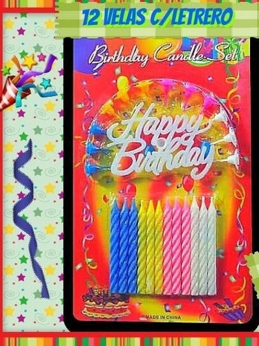 5 Set De Velas Para Cumpleaños Con Letrero Y Porta Velas !!