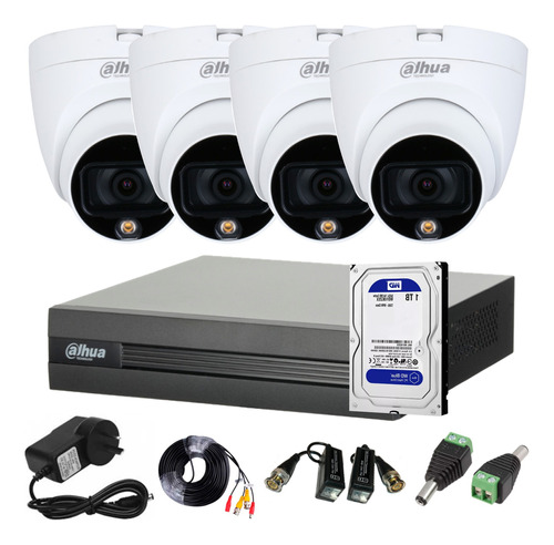 Kit Seguridad Dvr 4ch Disco + 4 Cámaras Full Color Micrófono