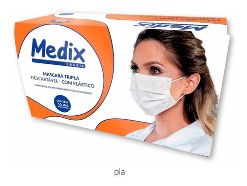 Máscara Descartável Tripla Elástico Medix Anvisa C50 Profi. Cor Branca