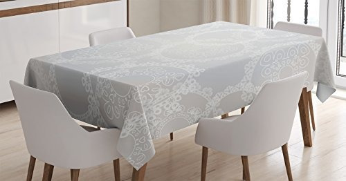 Ambesonne Pearls Tablecloth, CĂrculos Encaje Doily 1algd