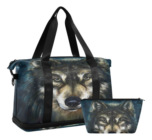 Bolsa Gimnasio Animal Lobo Genial Para Mujer Hombr Viaje Fin