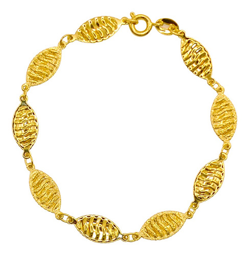 Pulsera Pluma Laminada En Oro-joyas Mujer-moda