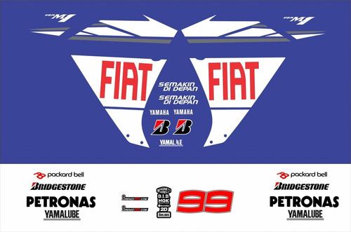 Kit Adesivos Moto Yamaha R1 2010 Lorenzo Fiat Ca-16026