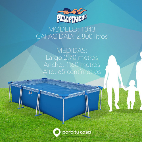 Pileta Pelopincho 2800 Lt + Bomba + Base Y Cubre Pileta