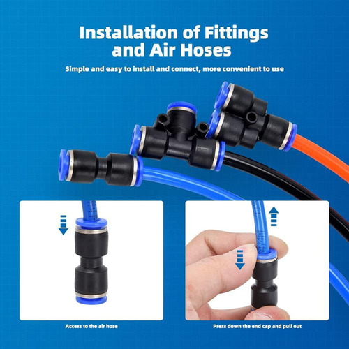 40 Uds Accesorios Neumáticos Conectores De Empuje 1/4 \ Od