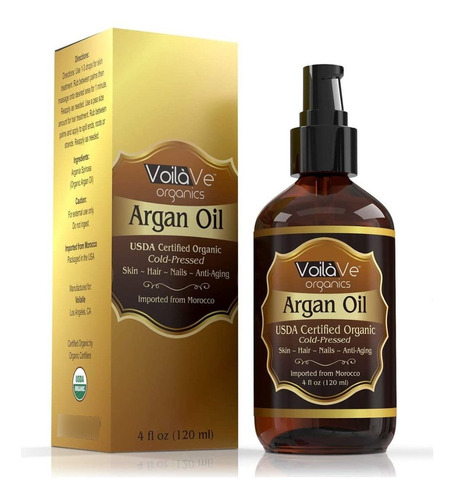 Aceite De Argán Virgen Orgánico Voilave Usda, 4 onzas Líquid