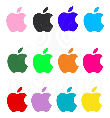 Kit 3 Adesivo Logo Maçã Apple Mac Ios iPhone iPad iPod Color