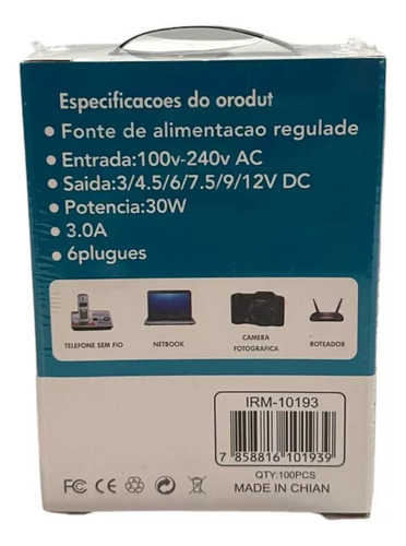 Cargador Transformador Multivoltaje 30w Con 6 Entradas