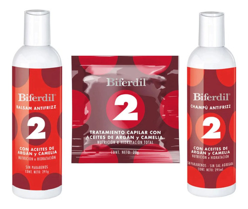 Kit Biferdil Argan Y Camelia Shampoo, Acondicionador Y Crema