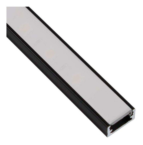 Perfil Aluminio P/ Tira Led 2835 5050 5630 1m Negro/opal 