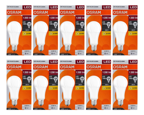 Ampolleta Led 14w (100w) Blanco Calido Osram Pack 10