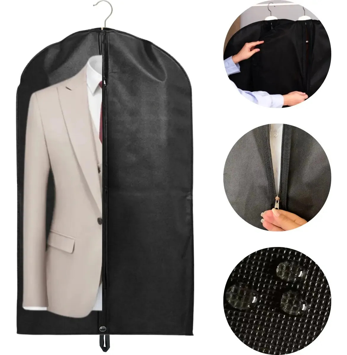 Capa P/ Roupas C Zíper Proteçao Antimofo P Roupas E Ternos Cor Preto