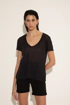 Comprar Remera Lino Manga Corta Escote En V Mujer Portsaid