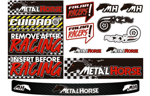 Cartela De Adesivos Carbon Preto Metal Horse