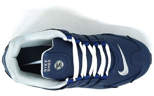 nike shox nz prata e azul marinho