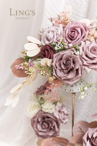 25 Rosas Artificiales Tono Viejo Ombré Para Ramos De Boda