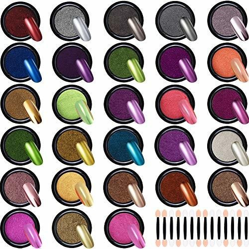 Equipo Para Decorar Uñas Duufin 28 Colors Nail Powder Metall