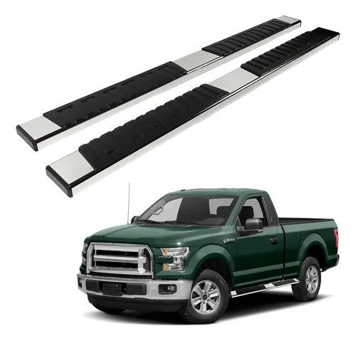 Estribos compatibles con Ford F150 F 150 2015-2025, Ford F250 F350 Super Duty 2017-2025, cabina Super/Extendida, estribos laterales de 6 con 2 escalones, barras nerf de acero al carbono negro