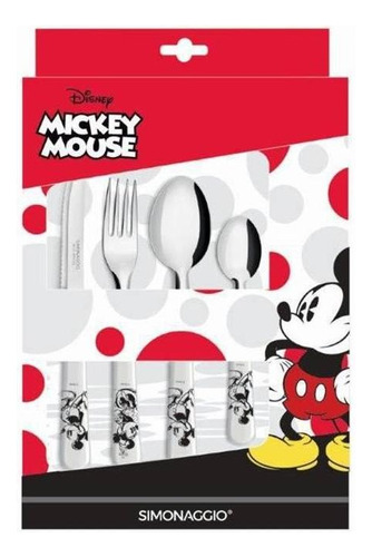 Faqueiro Simonaggio Disney Minnie E Mickey - Branco 24 Peças