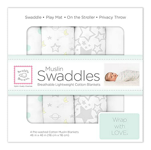 Swaddledesigns Muselina De Algodón Swaddle Mantas, Juego De 