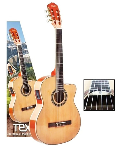 Guitarra Electrocriolla Media Caja Corte Eq Funda Texas Cg30