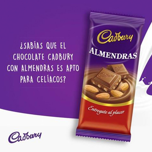 Imagen 3 de 8 de Chocolate Leche Cadbury Almendras - Libre De Gluten Sin Tacc