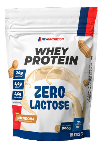 Suplemento Em Pó Newnutrition Whey Protein Zero Lactose 900g Amendoim