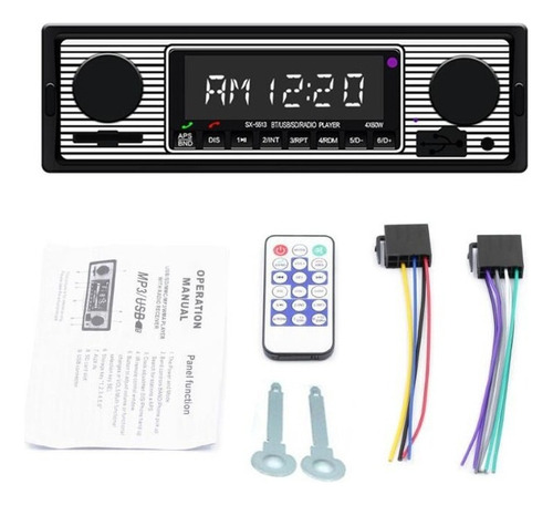 A 1din Retro Vintage Coche Estéreo Con Bluetooth Aux Usb Fm